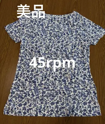 45rpm 꽃무늬 반팔 셔츠 화이트/네이비
