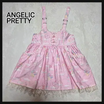 ANGELIC PRETTY 점프 스커트 토끼 패턴 레이스 프릴 핑크