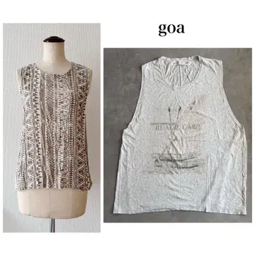 00s Archive goa 슬리브리스 티셔츠 2세트 빈티지