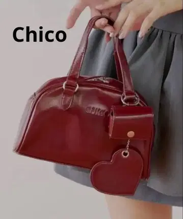 chico 치코 와인 레드 핸드백 숄더 스트랩 포함