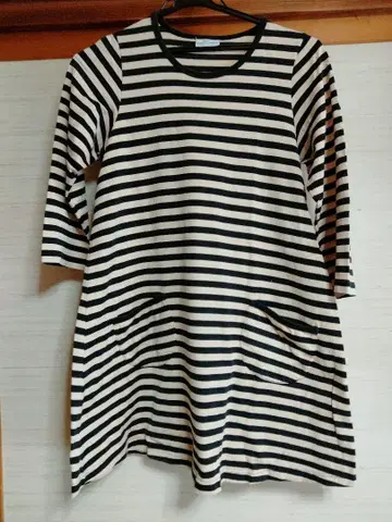 marimekko 스트라이프 7부 소매 원피스
