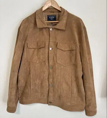 브라운 스웨이드 가죽 자켓 프론트 포켓 부착 아메카지