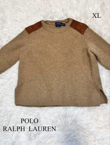 새상품급 POLO RALPH LAUREN 소가죽 울 가죽 패치 니트