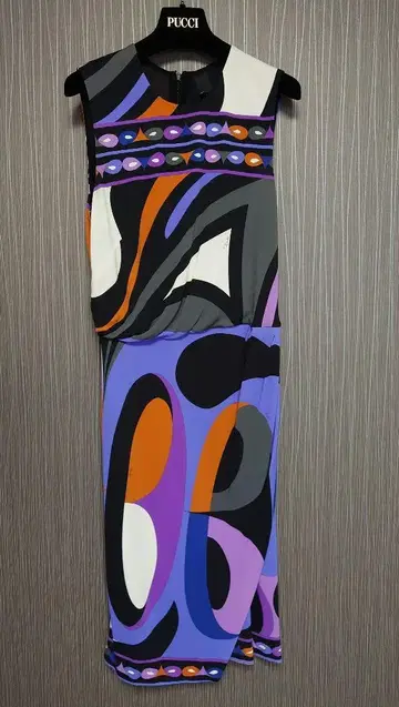 Pucci 컬러풀 추상 무늬 반팔 원피스