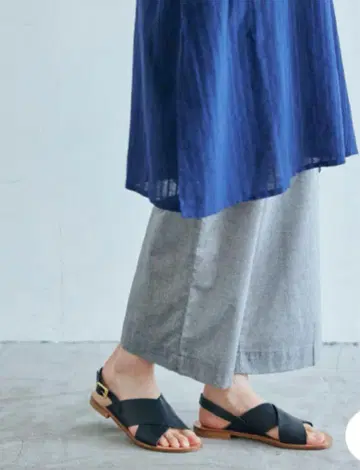 나카가와 마사시치 상점 시원한 면 레이어드 와이드 팬츠 그레이