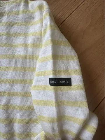 SAINT JAMES 긴팔T셔츠 화이트/옐로우 컬러 스트라이프