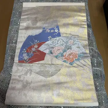 니시진 나고야 오비 부채와 꽃 자수