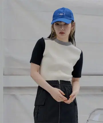 miette 반팔 리브 니트 멀티 컬러