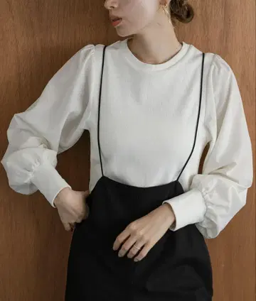 URBAN RESEARCH Sonny Label 화이트 벌룬 소매 긴팔