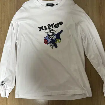 XLARGE 화이트 롱 슬리브 티셔츠 전후 프린트