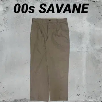 00s SAVANE 투 턱 베이지 치노 팬츠 코튼 혼합 XL 사이즈