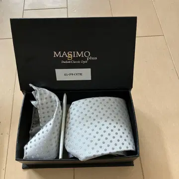 MASIMO plus 실버 도트 무늬 넥타이 세트
