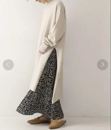Spick&Span 사이드 슬릿 튜닉 니트 라이트 베이지