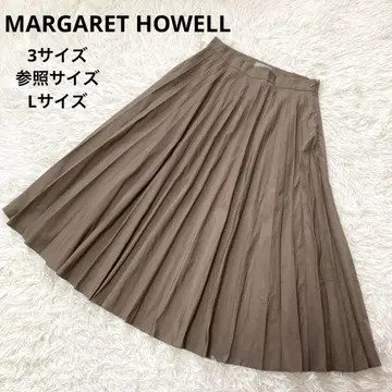 MARGARET HOWELL 플리츠 스커트 플레어 광택 브라운 3