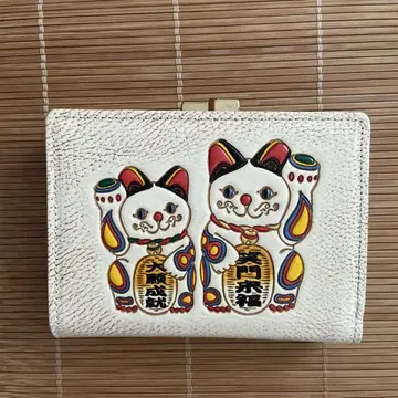 분코야 오제키 분코가와 마네키네코 이단 접이식 지갑 화이트