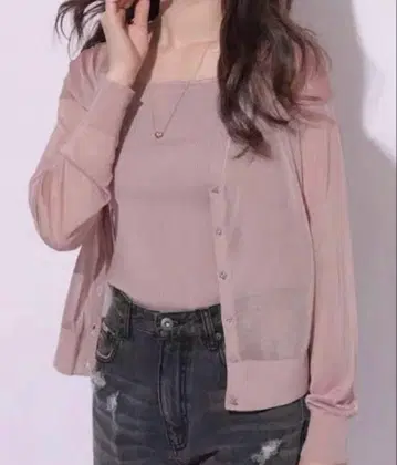 하트 단추 시어 가디건 2WAY 앙상블