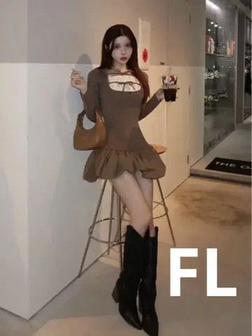 Darich 다리치 더블 리본 도킹 벌룬 미니 원피스 MOC