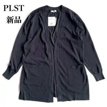 [새상품] PLST UV 코튼 아세테이트 미디 가디건 블랙 M 체형 커버