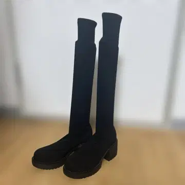 니트 롱 부츠 통굽