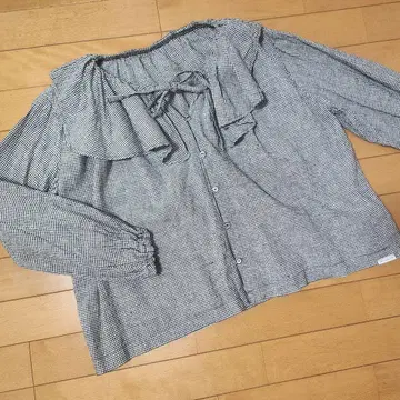 UPCYCLING 깅엄 체크 긴팔 블라우스
