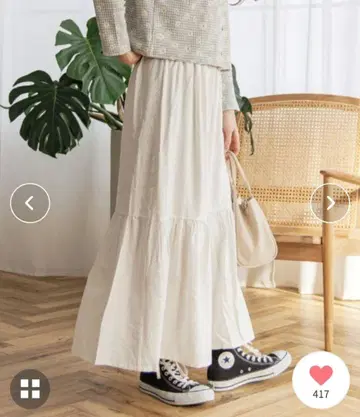 플라워 데일리 캉캉 스커트 화이트