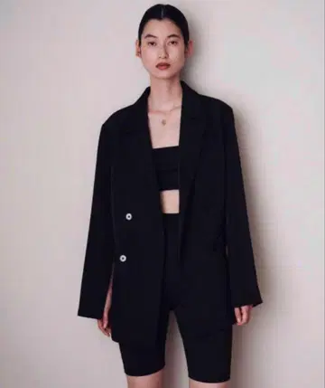 enof twill slit jacket Black