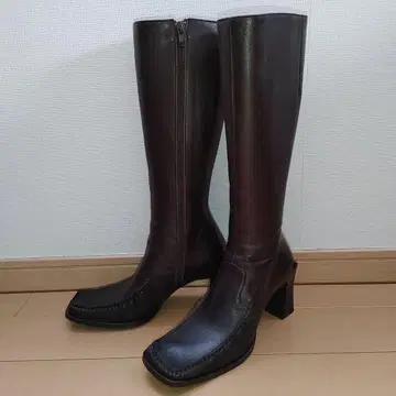 다크 브라운 가죽 롱 부츠
