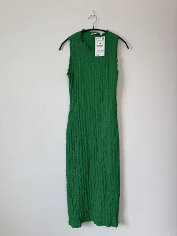 [새상품] ZARA 심플 슬리브리스 원피스 L 그린 여성용