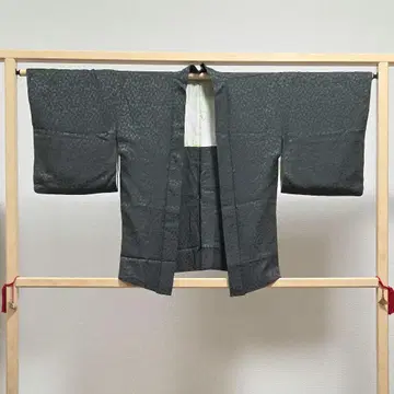 겉옷 부채 원단 패턴 짙은 녹색 순수 실크 도중착 도행 코트
