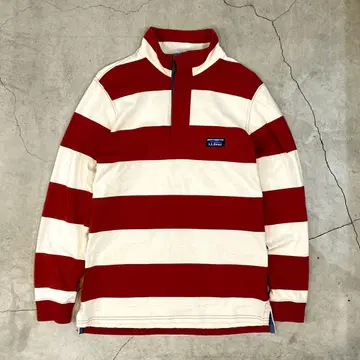 LLBEAN 보더 라거 셔츠 긴팔 코튼 M 빨흰