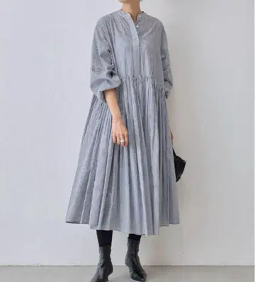 BEARDSLEY 선염 개더 스트라이프 패턴 긴팔 원피스 사이즈 0