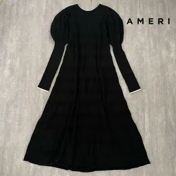 2WAY PUFF SLEEVE PATTERN KNIT DRESS
