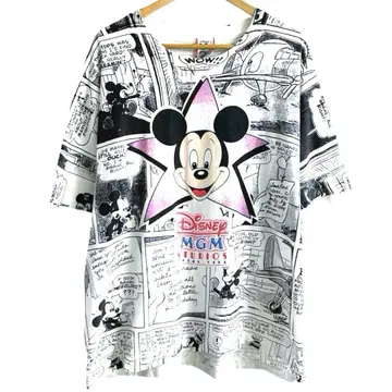 USA MGM Disney 미키마우스 올 패턴 T셔츠