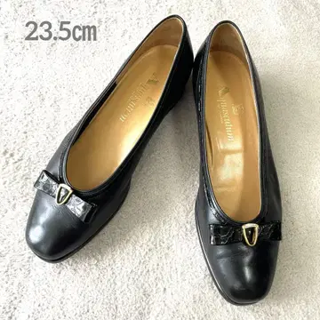 Aquascutum 펌프스 로우힐 가죽 블랙 23.5cm