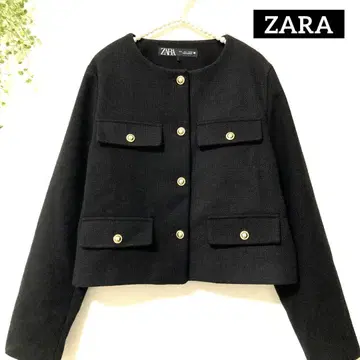 ZARA 크롭 블레이저 플랩 자켓 블랙 L