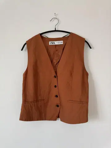 ZARA 슬리브리스 베스트 S 미착용 더스티 오렌지