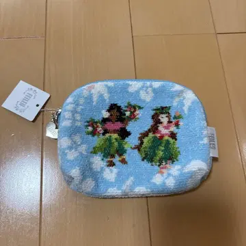 페이러 하와이안 자수 파우치 스카이블루