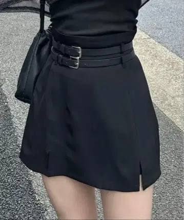 [ Mavie..7 ] W 벨트 슬릿 치마바지