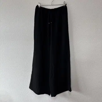 블랙 와이드 팬츠 밴딩 끈 포함