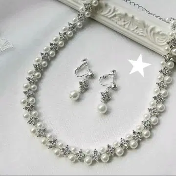 [ 새상품급 ] annan wedding 브라이덜 목걸이 귀찌 세트
