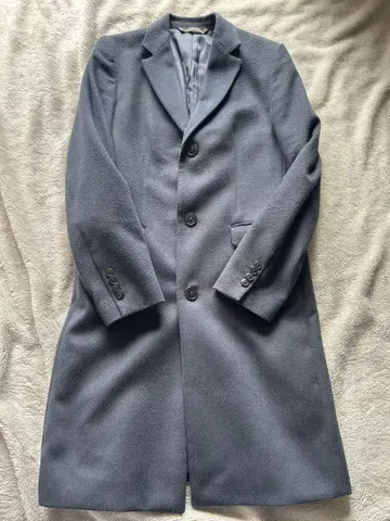 ZARA MAN 네이비 그레이 울 피 코트