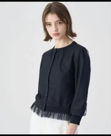 새상품급 2024년 ANAYI 35200엔 튤 가디건 블랙 38
