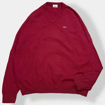 A915/라코스테 LACOSTE V넥 니트 스웨터 얇은 소재 로고 자수