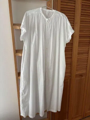 내추럴 런드리 코튼 화이트 반팔 셔츠 원피스 롱