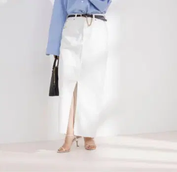 노리즈 슬릿 롱 데님 스커트