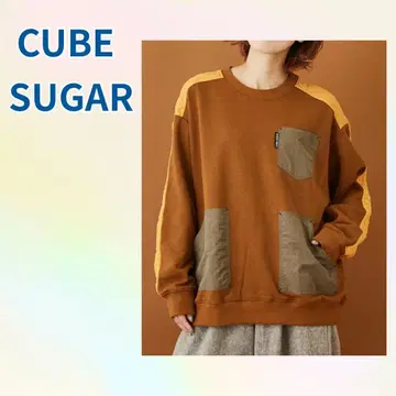 CUBE SUGAR 퀼팅 절개 트레이닝복 카멜 M 사이즈 가을 겨울