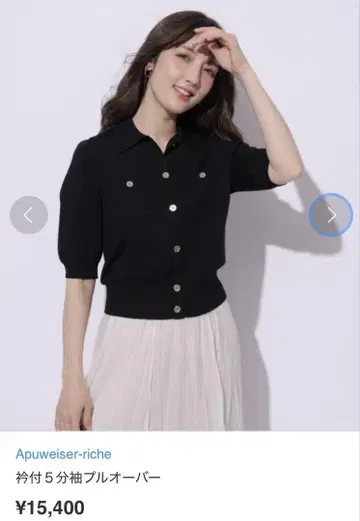 아푸와이저 리셰 카라 5부 소매 풀오버 니트