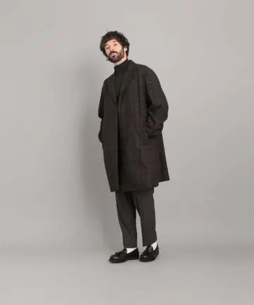 다크 브라운 체크 코트(Steven Alan)