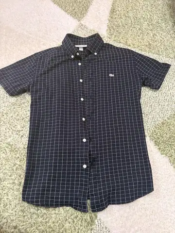 Lacoste 네이비 체크 반팔 셔츠