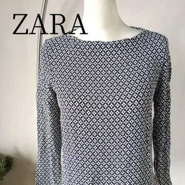 ZARA 보트넥 드레이프감 스트레치 상의 올 패턴 바디핏
